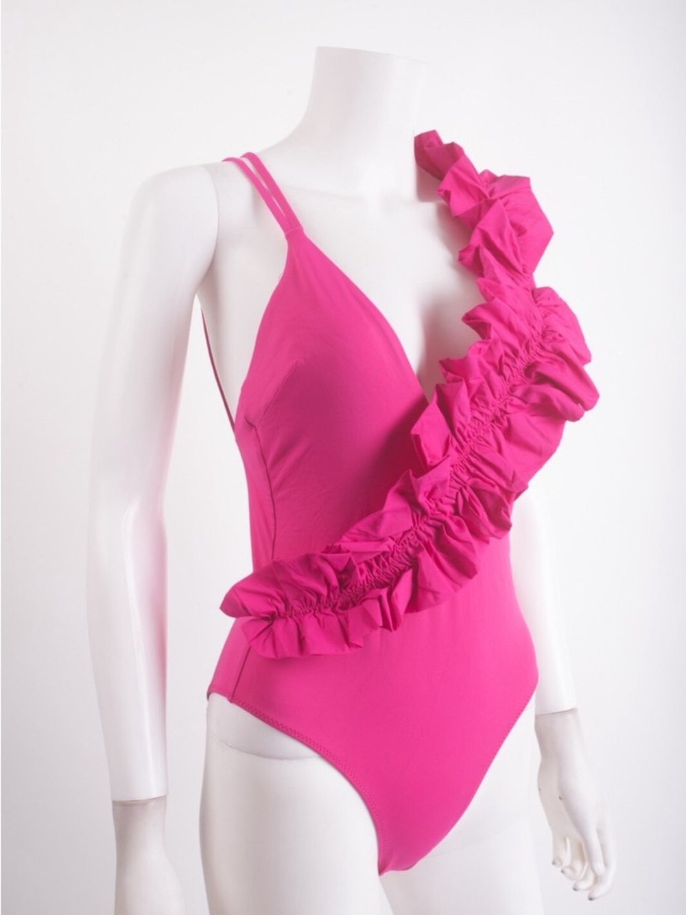 Zara Hot Pink Ruffled One-Piece Bodysuit
